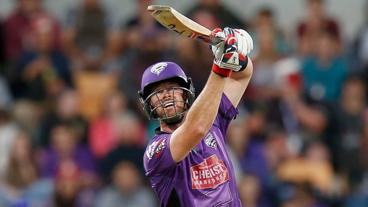 Daniel Christian goes through the off side during his 58, Hobart Hurricans v Melbourne Renegades, BBL 2015-16, Hobart, January 4, 2016