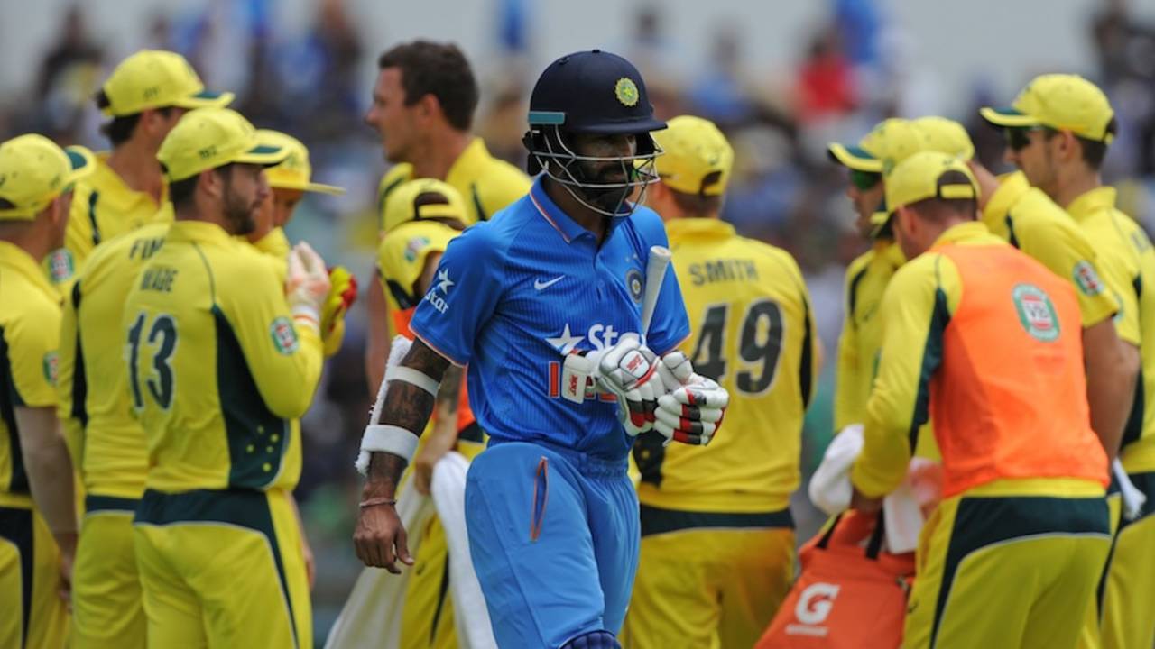 India, who opted to bat, lost Shikhar Dhawan early as he mistimed a hook to long leg&nbsp;&nbsp;&bull;&nbsp;&nbsp;AFP
