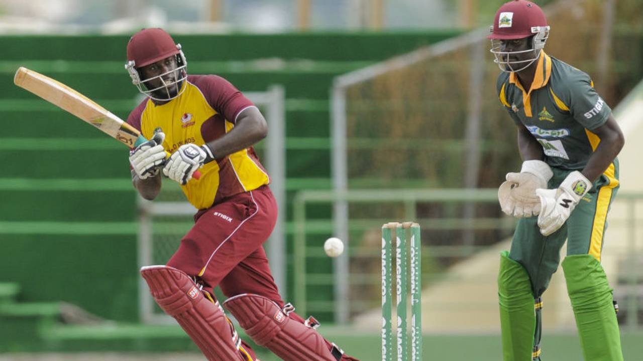 Montcin Hodge tucks one onto the leg side, Windward Islands v Leeward Islands, Nagico Super 50 2015-16, Basseterre, January 11, 2016