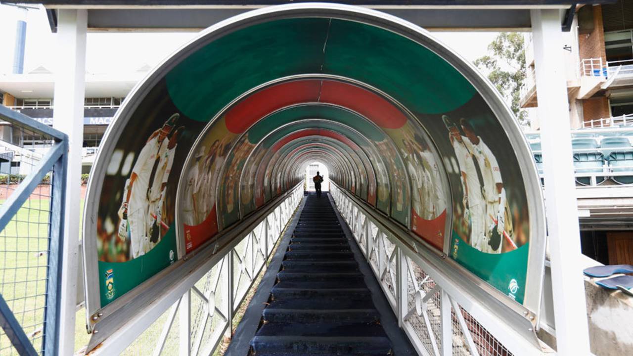 The players' tunnel at the Wanderers, South Africa v England, 3rd Test, Johannesburg, January 12, 2016