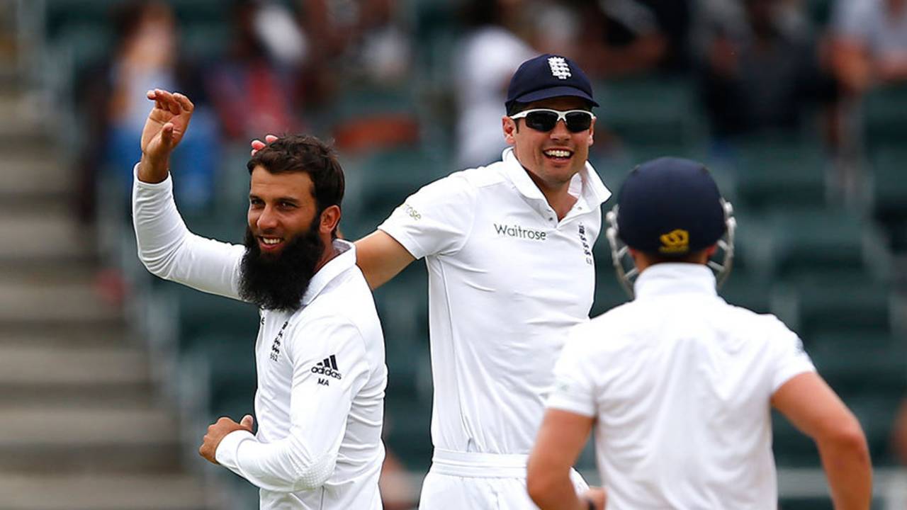 Moeen Ali removed Dean Elgar for 46, South Africa v England, 3rd Test, Johannesburg, 1st day, January 14, 2016