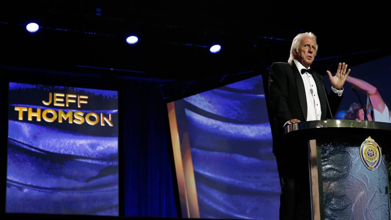Jeff Thomson was inducted into the Australian Cricket Hall of Fame at the Allan Border medals night, Melbourne, January 27, 2016