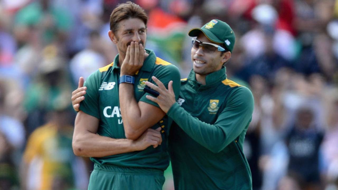 David Wiese was a little embarrassed by his dismissal of Chris Woakes, South Africa v England, 5th ODI, Cape Town, February 14, 2016
