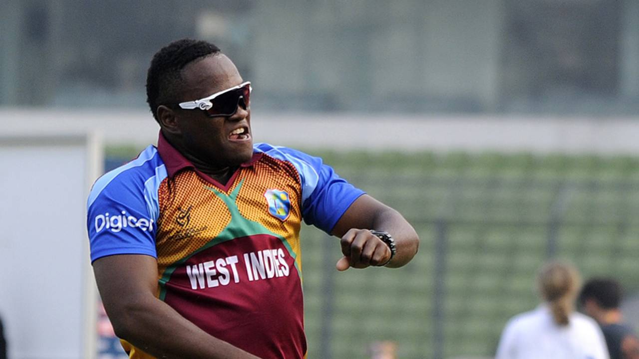 Gidron Pope breaks into a jig after West Indies' victory