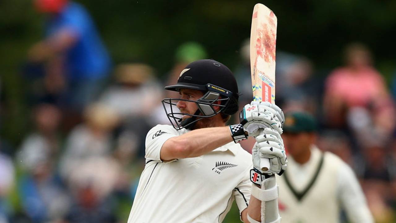 Kane Williamson plays the pull, New Zealand v Australia, 2nd Test, Christchurch, 4th day, February 23, 2016
