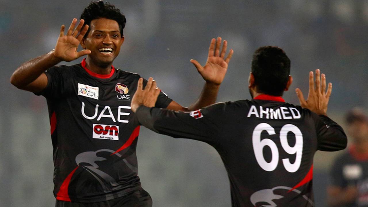 UAE captain Amjad Javed took wickets off successive deliveries in the 18th over&nbsp;&nbsp;&bull;&nbsp;&nbsp;Associated Press