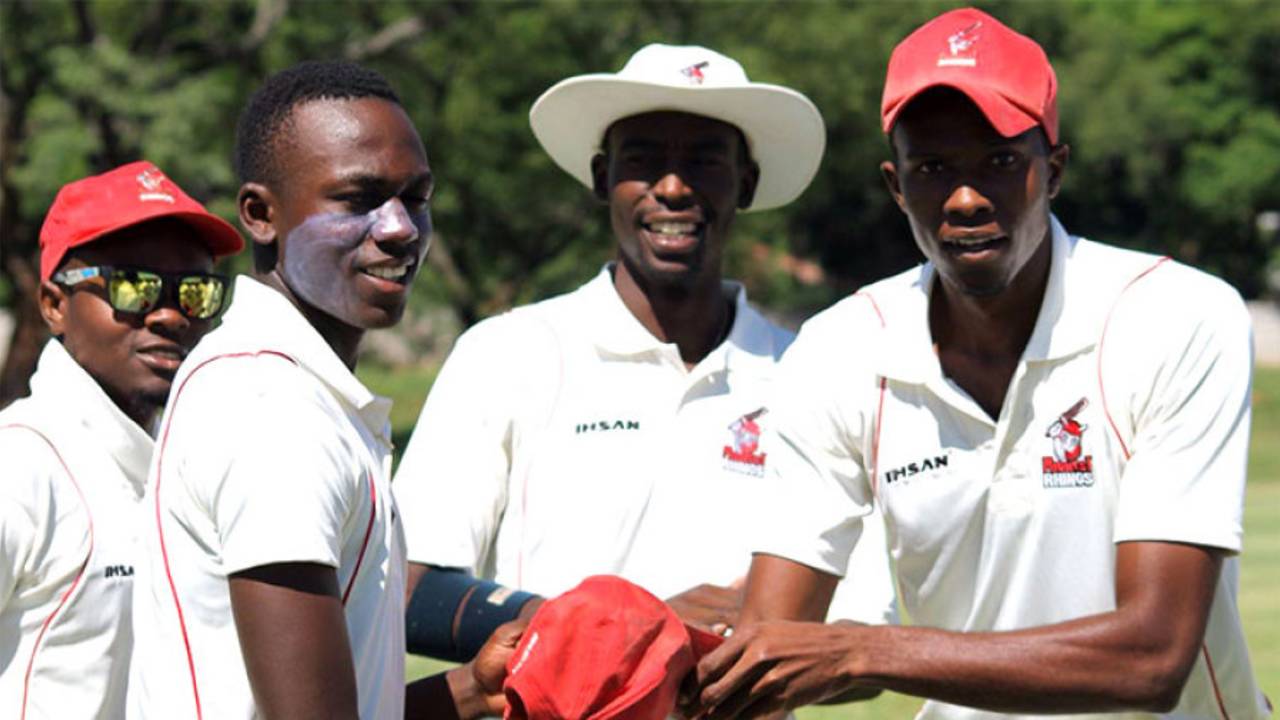 Brandon Mavuta gets his first-class cap from Remembrance Nyathi, Mid West Rhinos v Matabeleland Tuskers, Logan Cup, Bulawayo, March 2, 2016