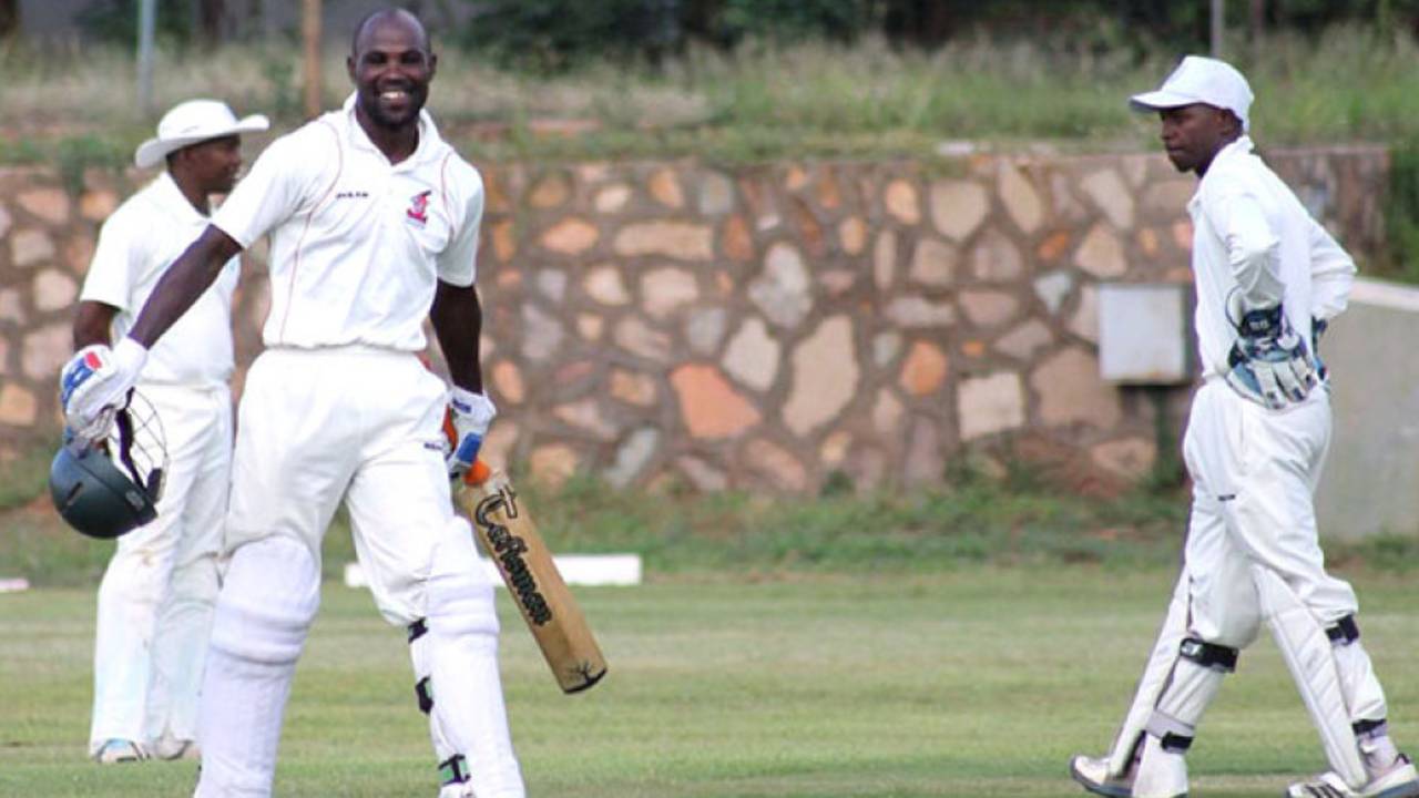 Bothwell Chapungu celebrates his maiden first-class century, Mid West Rhinos v Matabeleland Tuskers, Logan Cup, Bulawayo, March 3, 2016