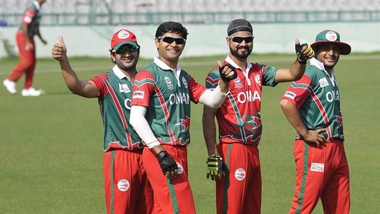 The Oman players look relaxed during training, Mohali, March 4, 2016