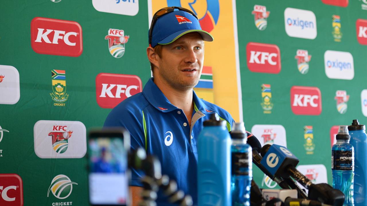 Shane Watson fields questions at a press conference prior to the third T20I, Cape Town, March 8, 2016