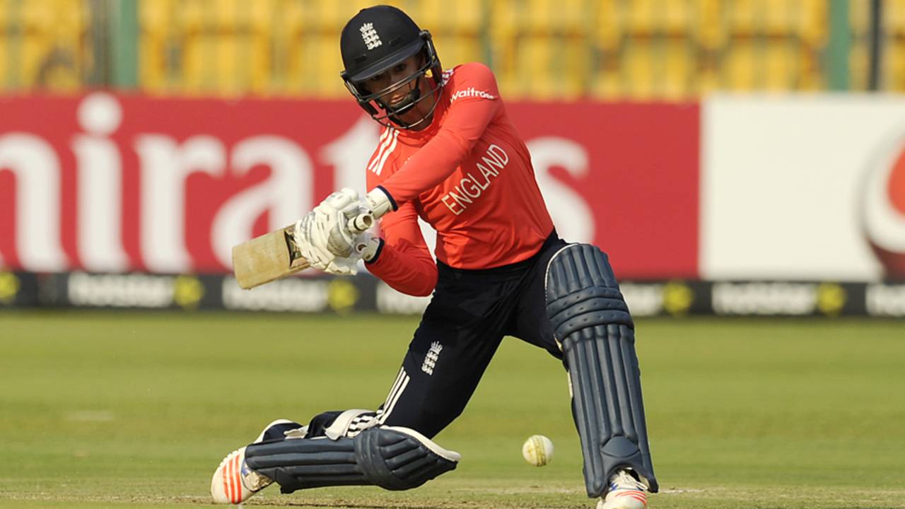 Danielle Wyatt shapes up for a shot, Bangladesh v England, Women's World T20 2016, Group B, Bangalore, March 17, 2016