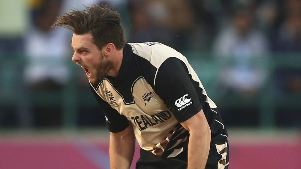 Mitchell McClenaghan is ecstatic after taking a wicket, Australia v New Zealand, World T20 2016, Group 2, Dharamsala, March 18, 2016