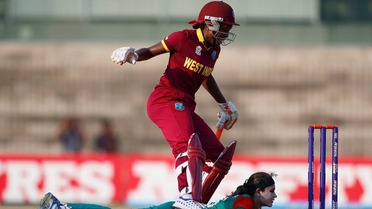 Jahanara Alam nearly runs out Stacy-Ann King, Bangladesh v West Indies, Women's World T20, Group B, Chennai, March 20, 2016