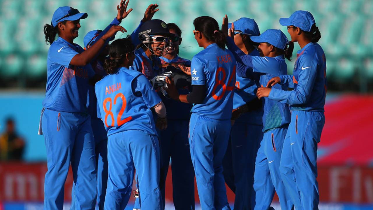 India players celebrate the wicket of Sarah Taylor, India v England, Group B, Women's World T20, Dharamsala, March 22, 2016
