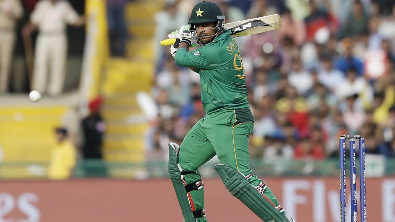 Sharjeel Khan plays a cut, Australia v Pakistan, World T20 2016, Group 2, Mohali, March 25, 2016