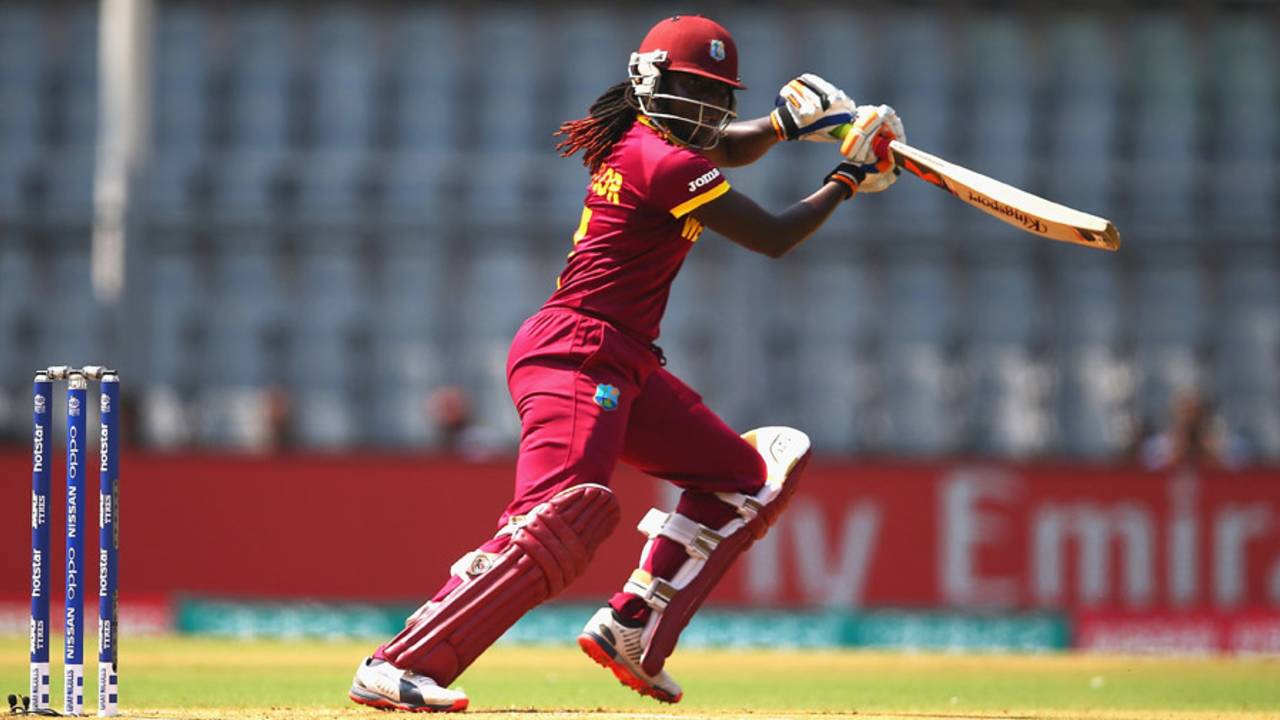 Stafanie Taylor plays through the off side, New Zealand v West Indies, Women's World T20, semi-final, Mumbai, March 31, 2016