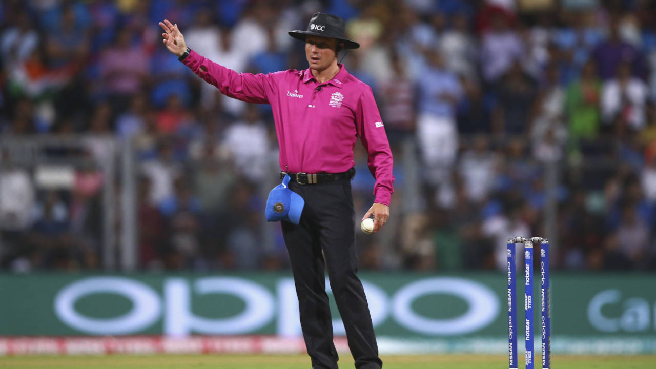 Umpire Richard Kettleborough signals a no-ball, India v West Indies, World T20 2016, semi-final, Mumbai, March 31, 2016