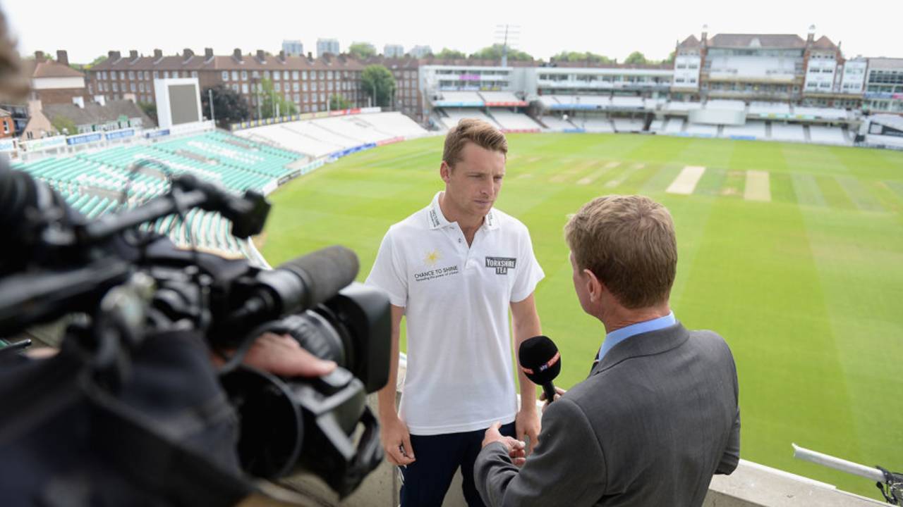 Jos Buttler speaks to a Sky Sports camera crew, Kennington Park, London, June 25, 2015