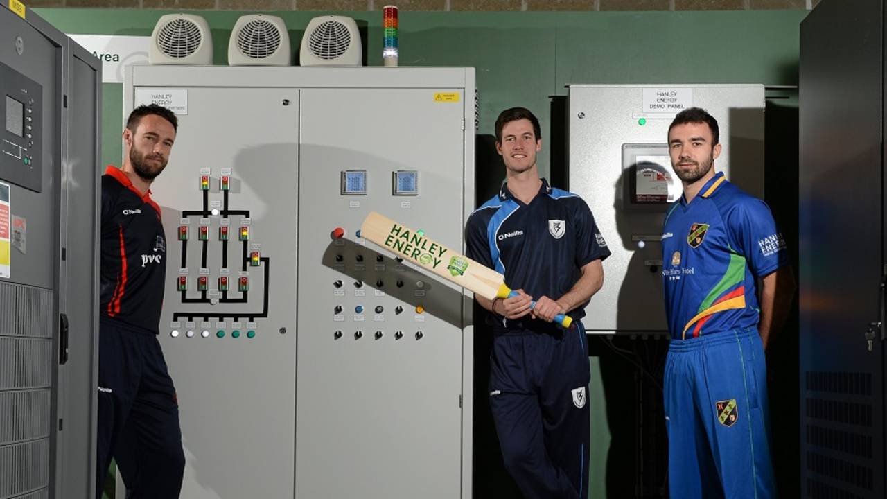 Nigel Jones, George Dockrell and Stuart Thompson at an event for the launch of the Irish domestic season