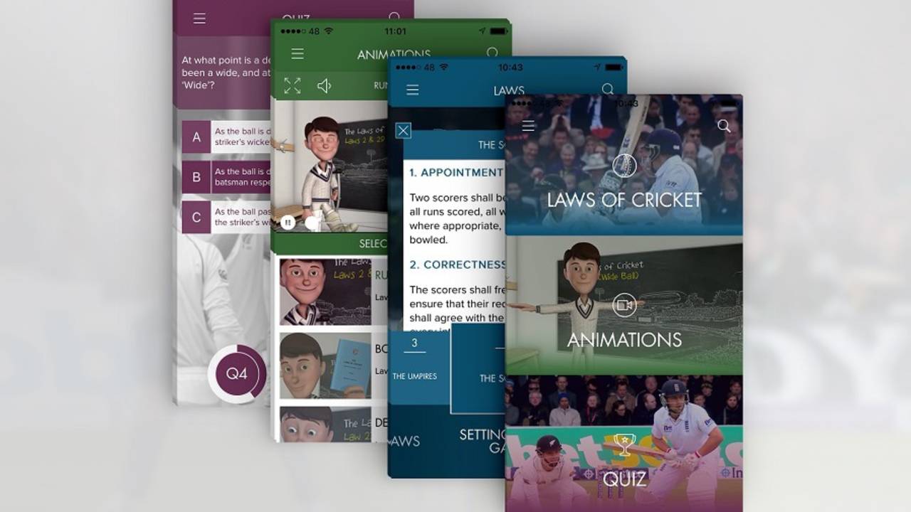 A screen shot of the new MCC app explaining the laws of cricket
