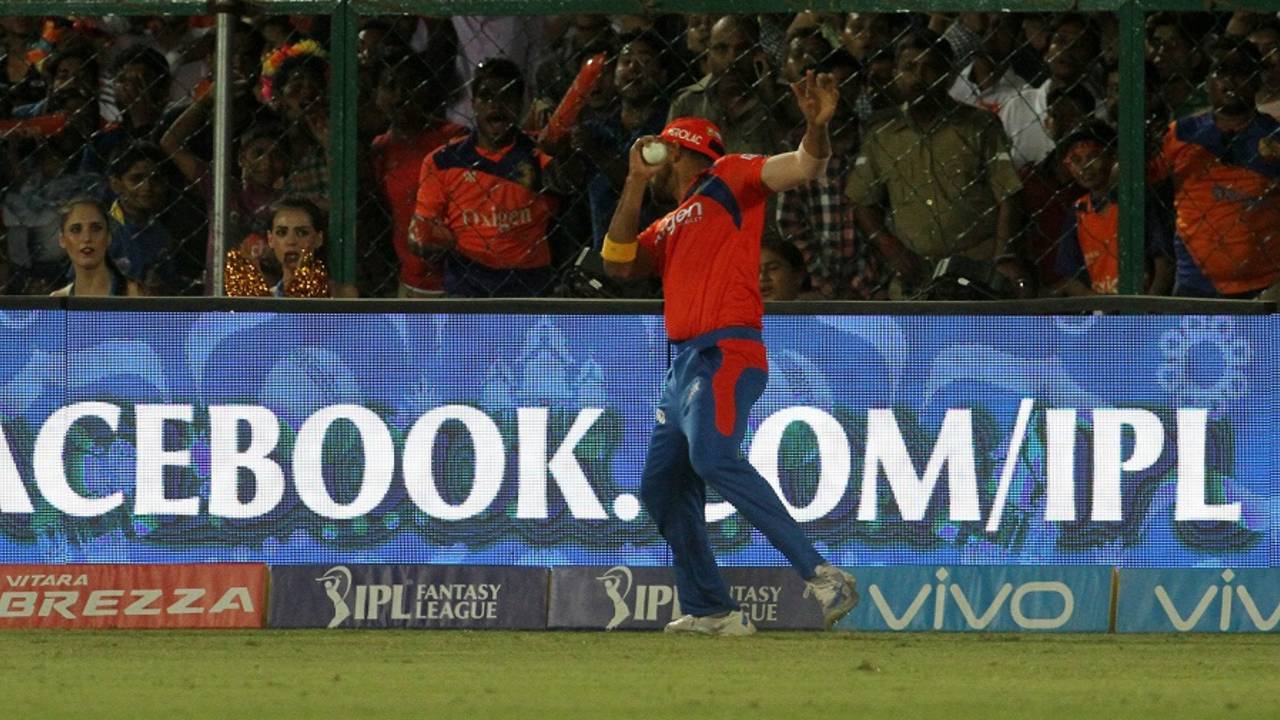 Shadab Jakati takes a catch to dismiss Rohit Sharma, Gujarat Lions v Mumbai Indians, IPL 2016, Kanpur, May 21, 2016