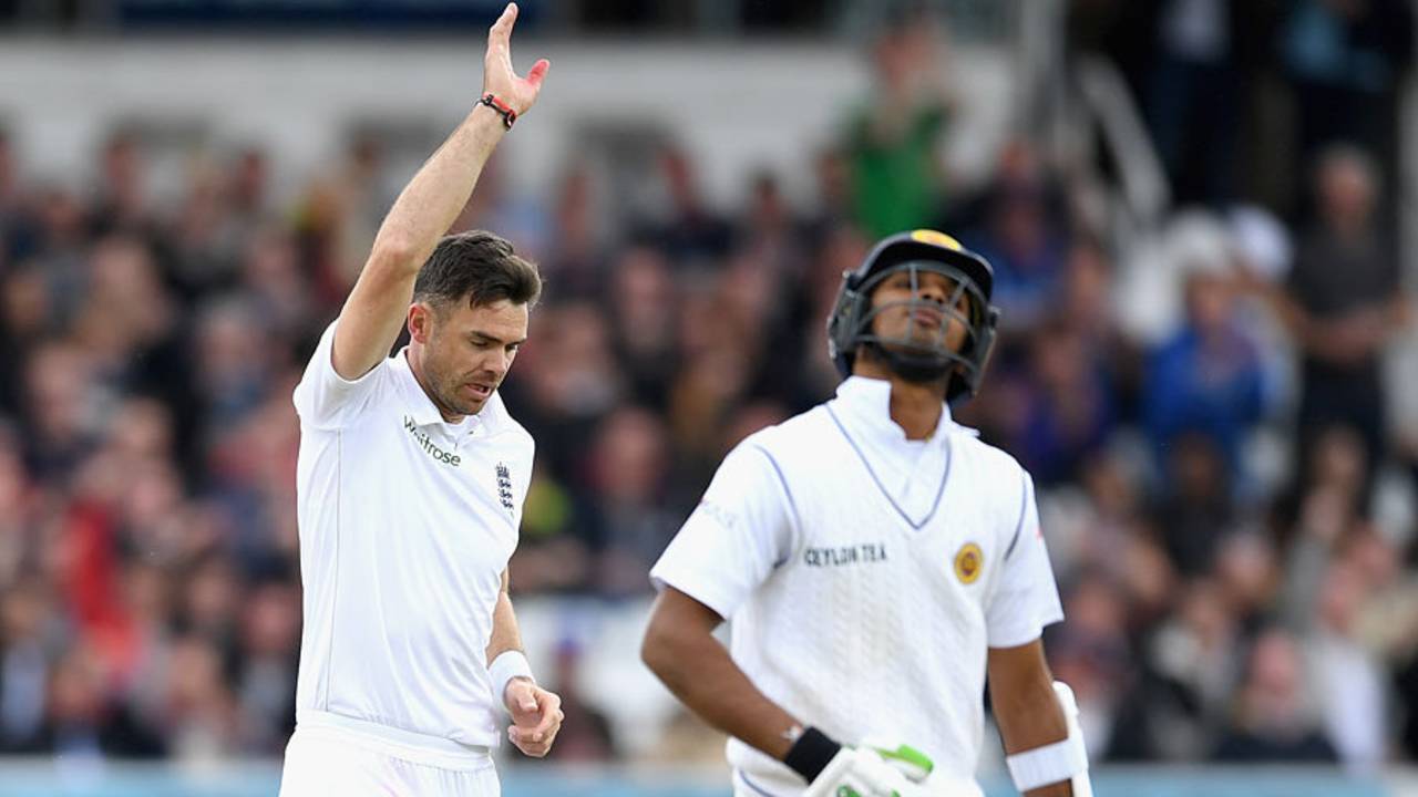 James Anderson was again too much for Dasun Shanaka to handle, England v Sri Lanka, 1st Test, Headingley, 3rd day, May 21, 2016