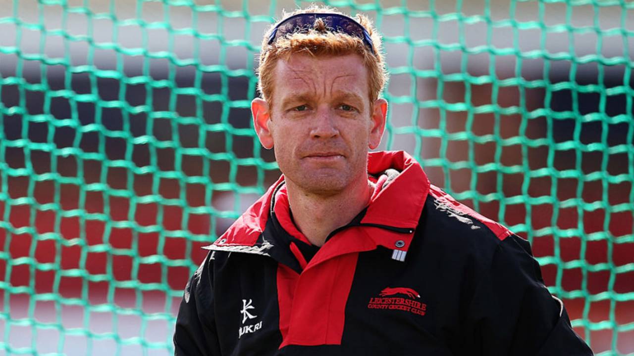 Leicestershire coach Andrew McDonald at the nets, Leicester, April 12, 2015