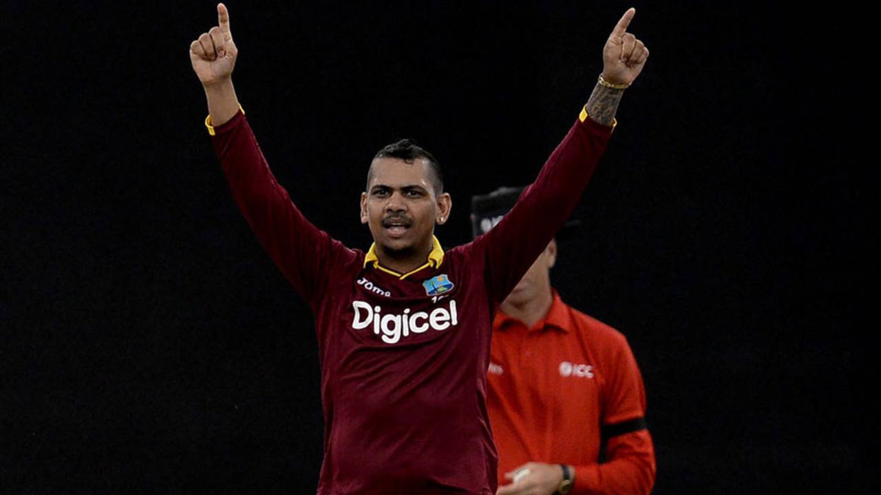 Sunil Narine picked up 2 for 36, West Indies v Australia, ODI tri-series, 2nd match, Providence, June 5, 2016