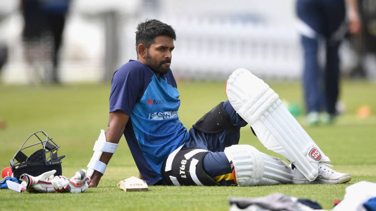 Lahiru Thirimanne waits for his turn in the nets, Lord's, June 7, 2016