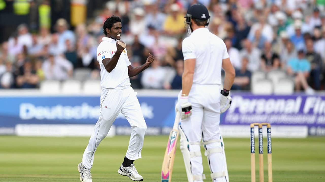 Shaminda Eranga had Nick Compton caught behind for 19, England v Sri Lanka, 3rd Investec Test, Lord's, 3rd day, June 11, 2016