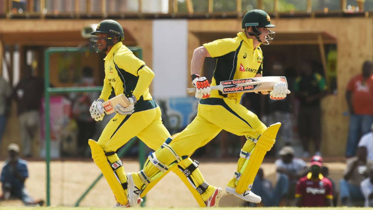 Usman Khawaja and Steven Smith added 170 for the second wicket, West Indies v Australia, 5th match, ODI tri-series, Basseterre, June 13, 2016