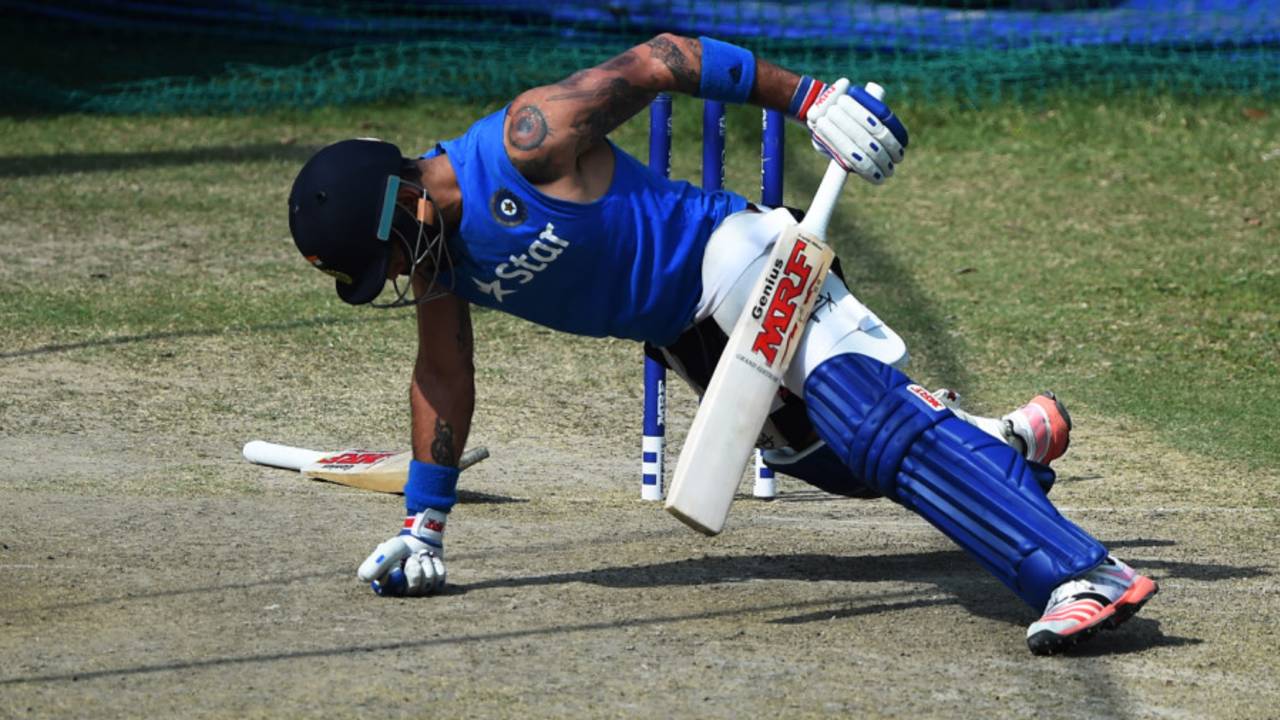Virat Kohli works out in the nets, Mohali, March 26, 2016