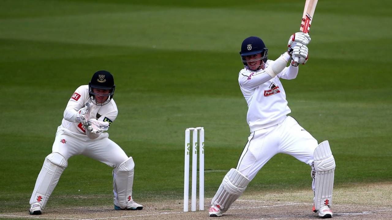 Hampshire's Sean Terry slaps one through the off side, Sussex v Hampshire, County Championship, Division One, Hove, 3rd day, June 9, 2015 