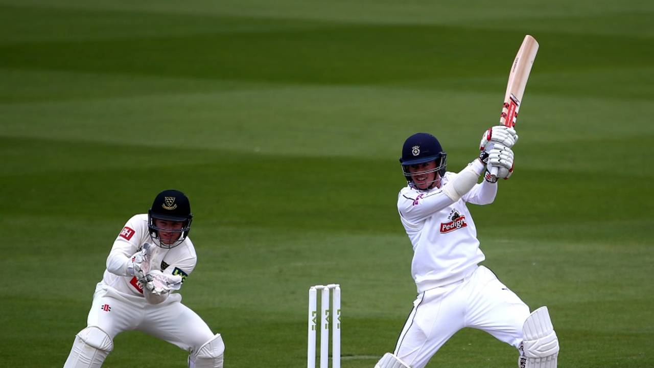 Hampshire's Sean Terry slaps one through the off side