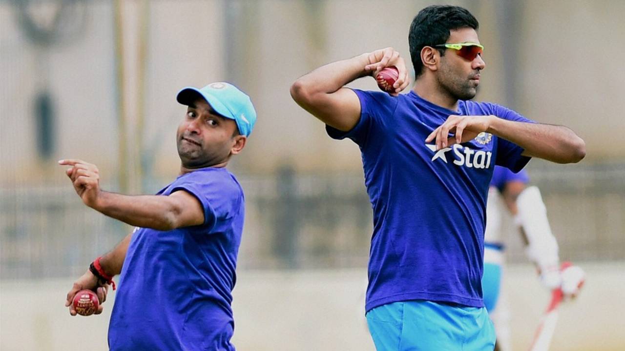 Amit Mishra and R Ashwin at the preparatory camp, Bangalore, July 1, 2016