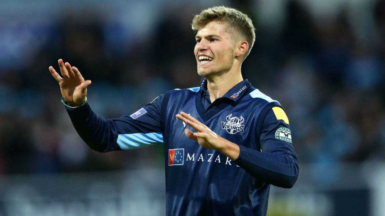 Karl Carver removed Liam Livingstone for 36, Yorkshire v Lancashire, NatWest T20 Blast, Headingley, July 1, 2016