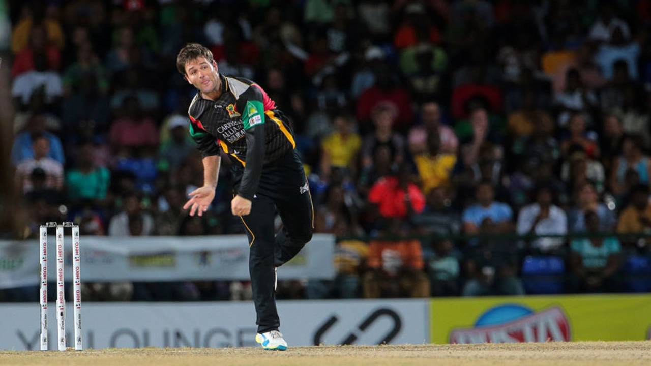 JJ Smuts has a bowl in the CPL, St Kitts and Nevis Patriots v Barbados Tridents, CPL 2016, Basseterre, July 5, 2016
