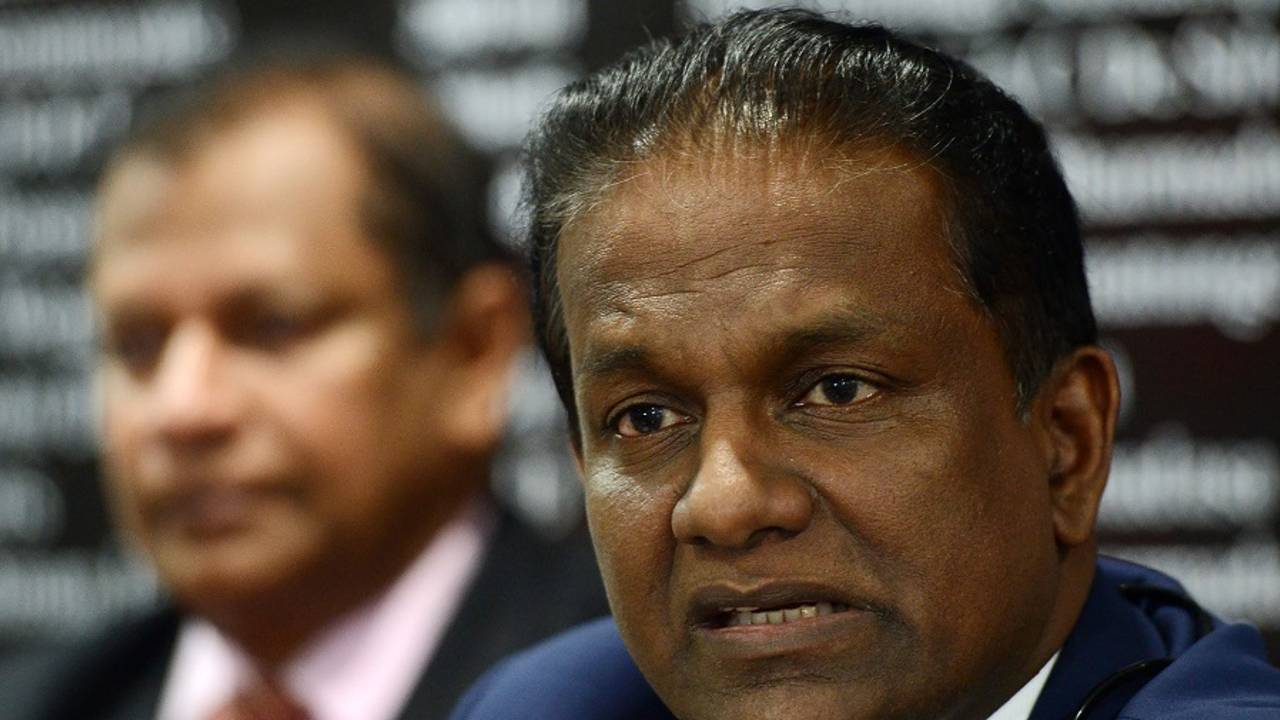 Sri Lanka Cricket president Thilanga Sumathipala addresses the media at a press conference&nbsp;&nbsp;&bull;&nbsp;&nbsp;Getty Images