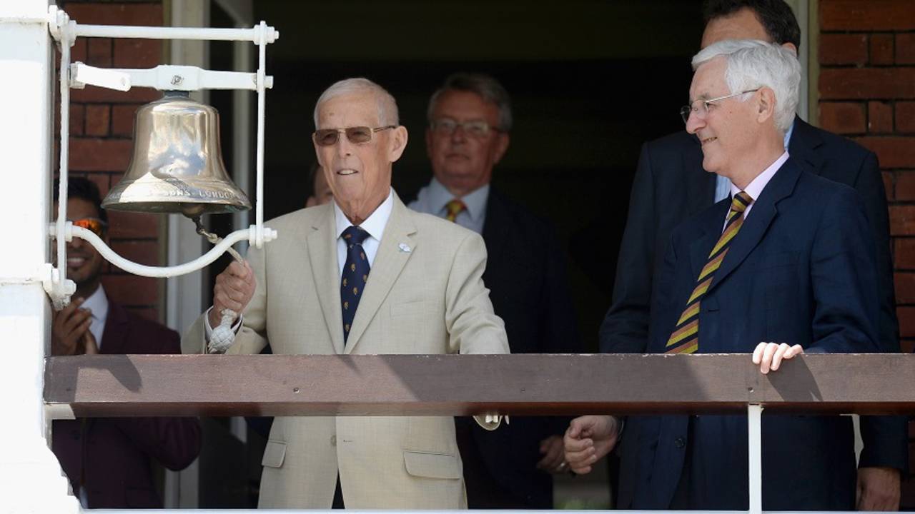 Yorkshire president John Hampshire rang the five-minute bell on the third day, England v Pakistan, 1st Investec Test, Lord's, 3rd day, July 16, 2016