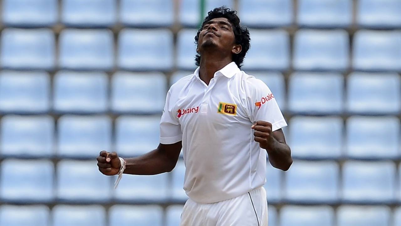 Lakshan Sandakan finished with 4 for 58 in his first Test innings, Sri Lanka v Australia, 1st Test, Pallekele, 2nd day, July 27, 2016