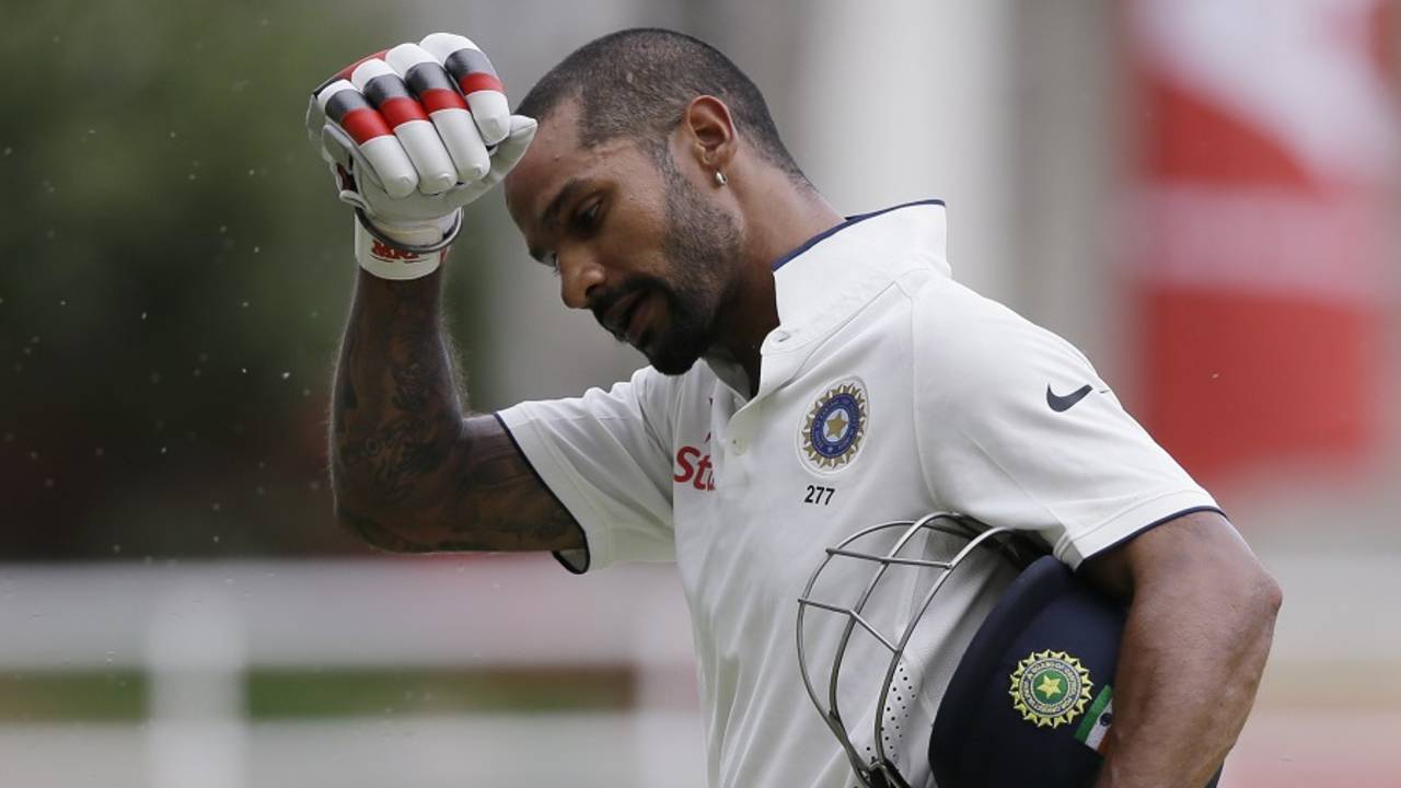 Shikhar Dhawan, playing in his second game since recovering form a finger injury, was out for 6&nbsp;&nbsp;&bull;&nbsp;&nbsp;Associated Press