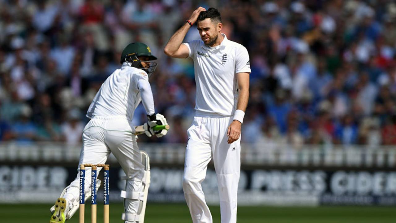 It was a frustrating day for James Anderson, England v Pakistan, 3rd Investec Test, Edgbaston, 2nd day, August 4, 2016
