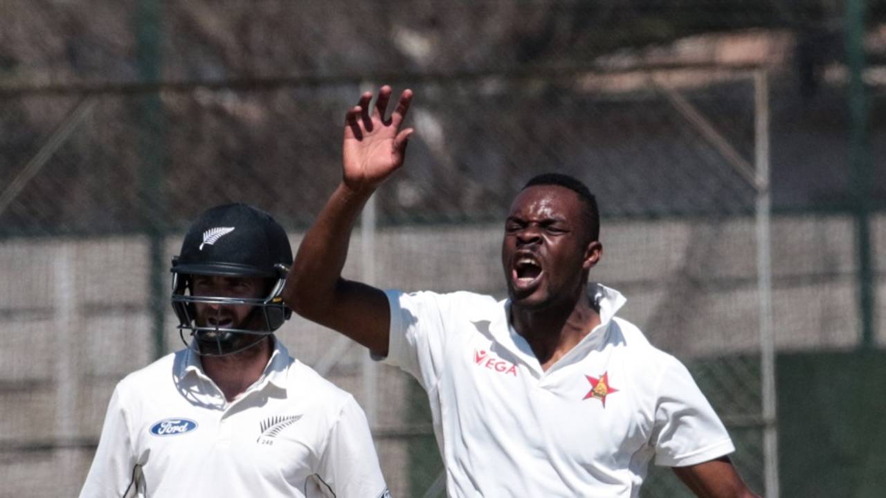 Michael Chinouya dismissed Martin Guptill early in New Zealand's second innings