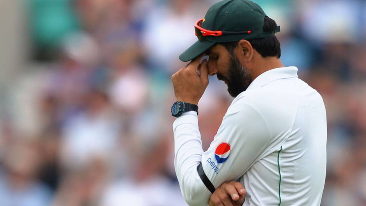 There was frustration in the field for Misbah-ul-Haq, England v Pakistan, 4th Test, The Oval, 1st day, August 11, 2016