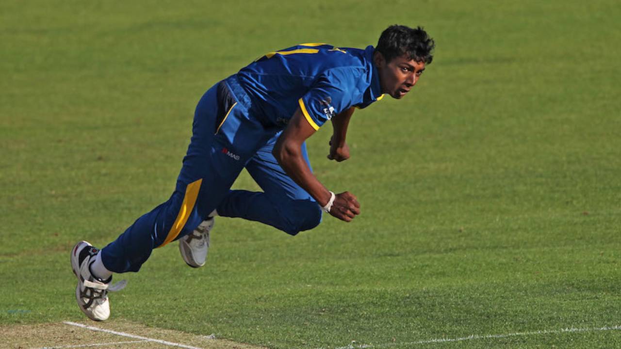 Thilan Prasan sends down a delivery, England U-19s v Sri Lanka U-19s, 3rd Youth ODI, Canterbury, August 16, 2016