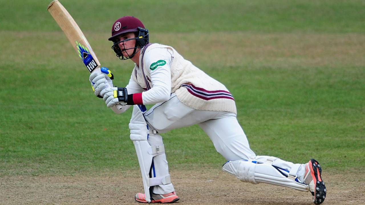 Tom Abell works the ball to the leg side, Somerset v Hampshire, County Championship, Division One, Taunton, 2nd day, August 24, 2016