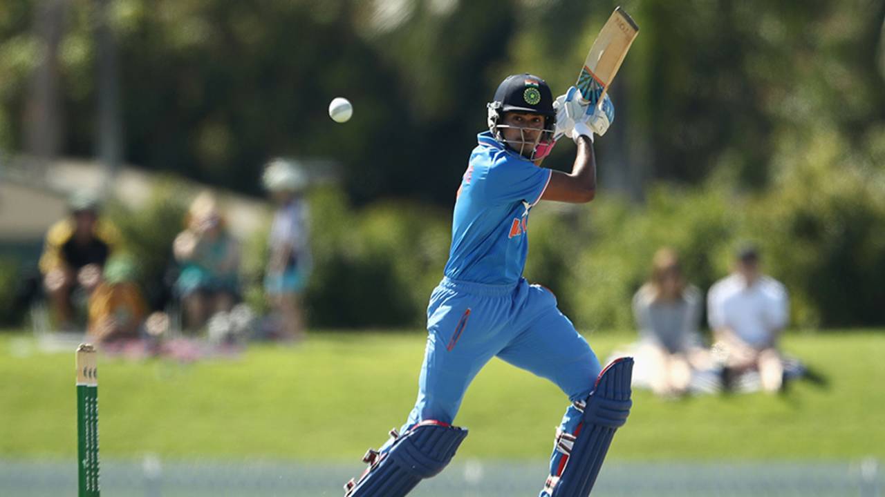 Shreyas Iyer plays a cut shot during his 41, Australia A v India A, Quadrangular A-team one-day series, final, Mackay, September 4, 2016