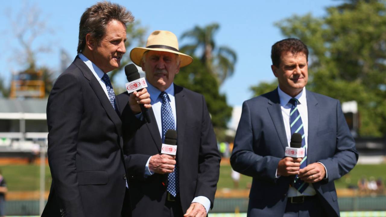 Mark Nicholas, Ian Chappell and Mark Taylor talk on television, Australia v New Zealand, 2nd Test, Perth, 1st day, November 13, 2015