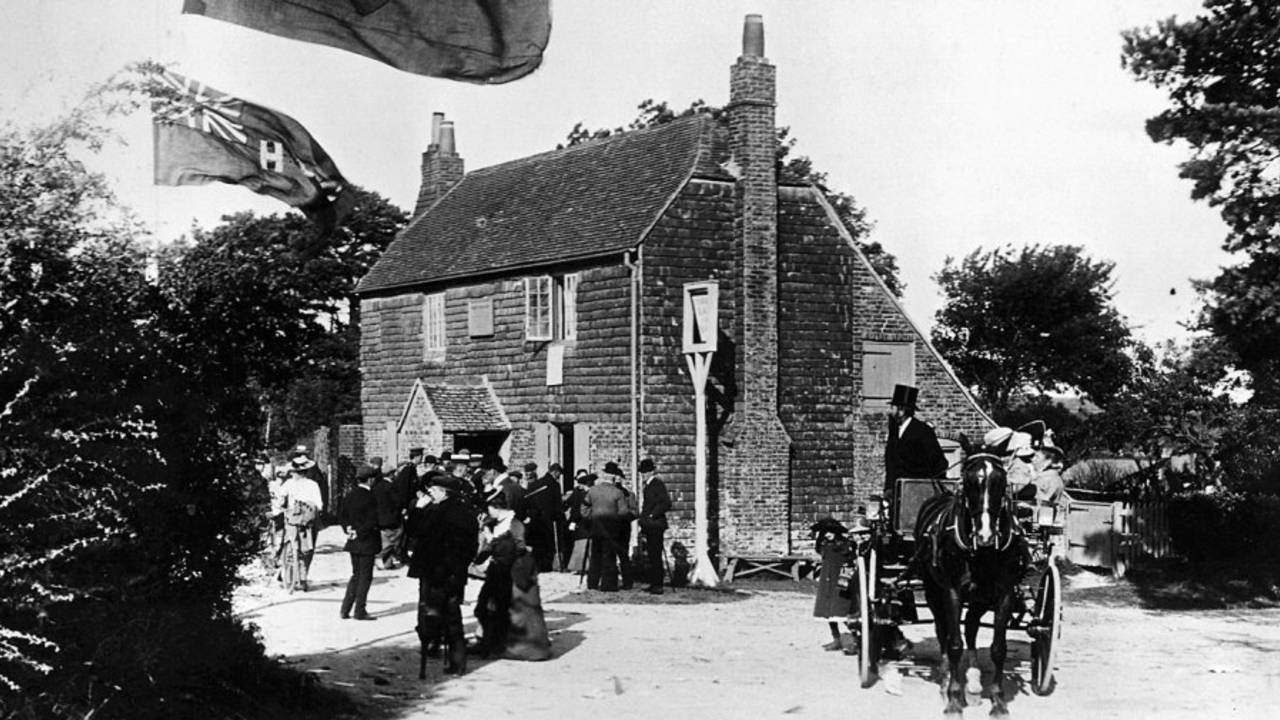 The Bat and Ball Inn near Broadhalfpenny Down which was frequented by the Hambledon Cricket Club, September 9, 1908