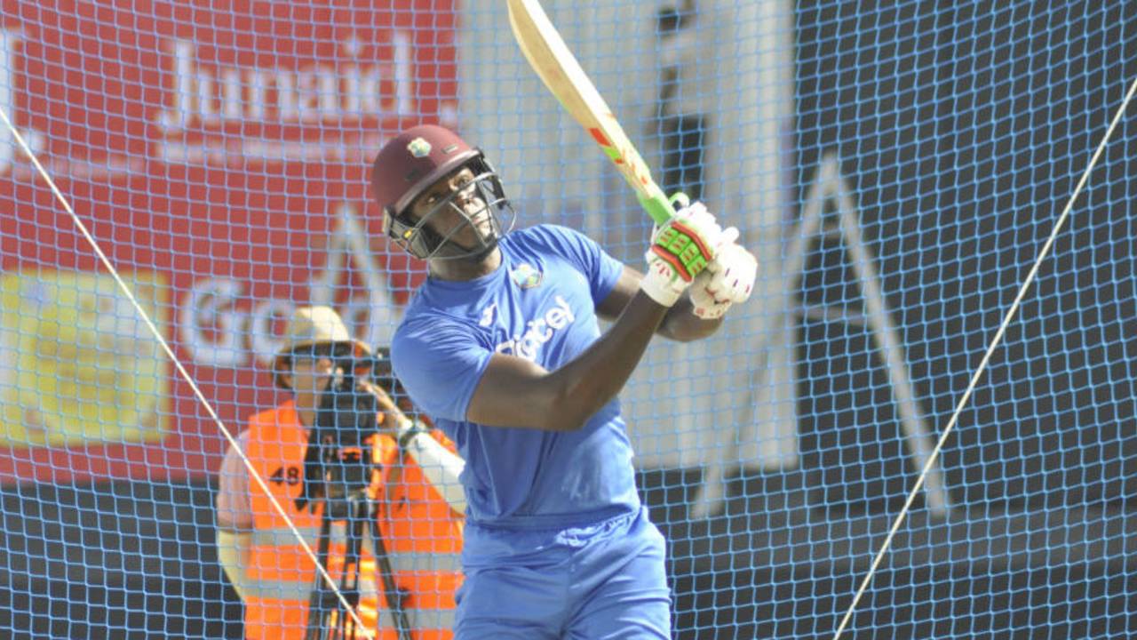 West Indies' T20 captain Carlos Brathwaite at a training session in Dubai ahead of the first T20I against Pakistan, September 22, 2016